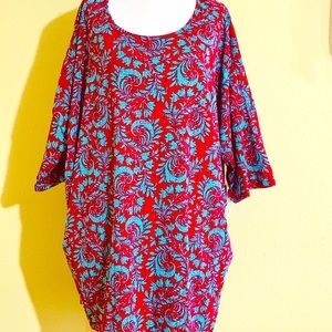 NWT LulaRoe Aqua Red Irma Shirt 3X